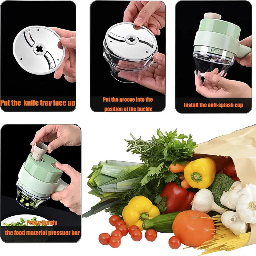 Chop Mate™ 4 in 1 Portable Electric Vegetable Cutter Set
